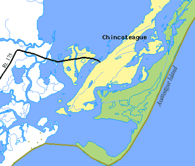 Chincoteague Waterfowl Hunting   Chincoteague Area Map 